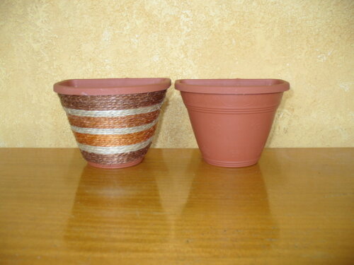 Vaso Parede Decorado com Sisal