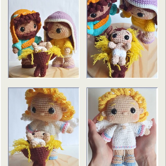 Enfeite Presépio de Natal 4 Peças Amigurumi