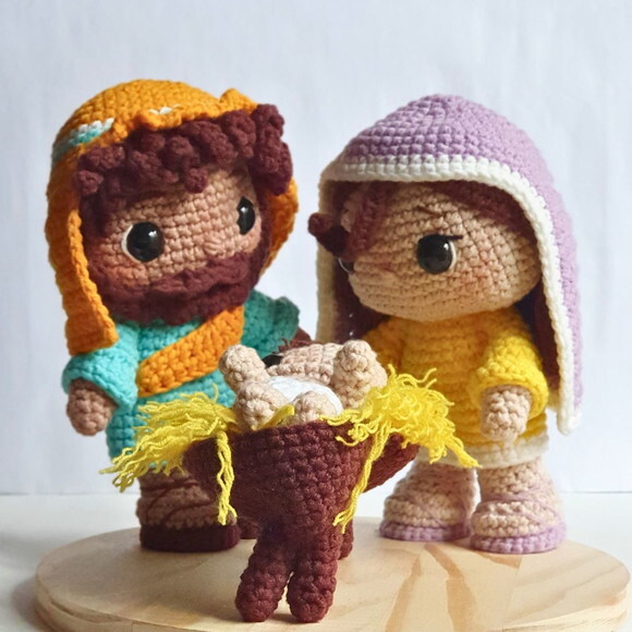 Enfeite Presépio de Natal 4 Peças Amigurumi