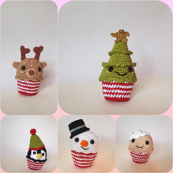 Kit Enfeite de Natal para Arvore Amigurumi Cup Cake Kit