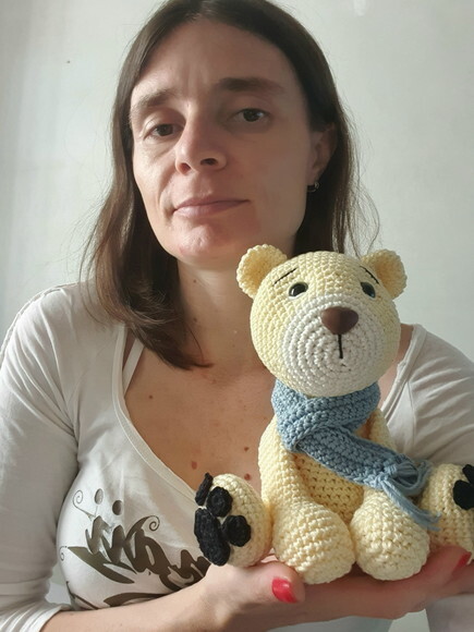 urso com cachecol amigurumi