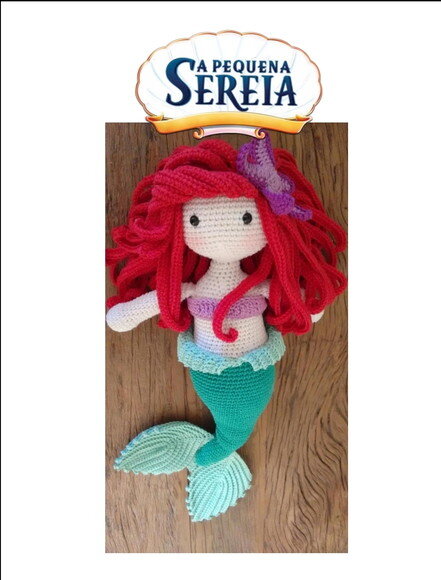 Boneca Princesa Ariel (pequena Sereia) Amigurumi