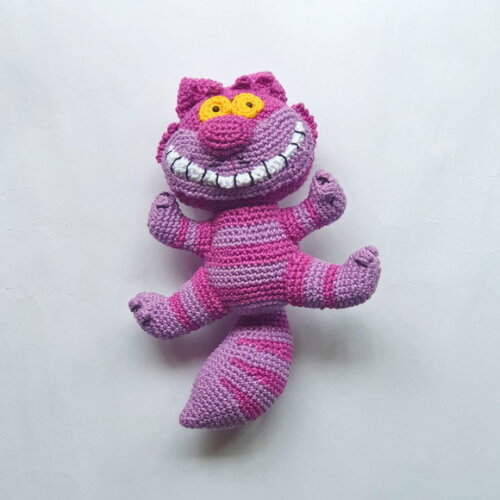 Gato Sorridente Alice no País das Maravilhas Croche