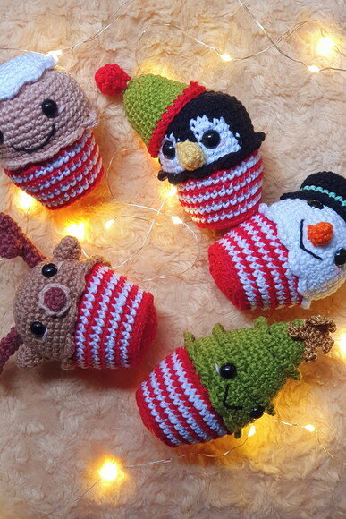 Kit Enfeite de Natal para Arvore Amigurumi Cup Cake Kit