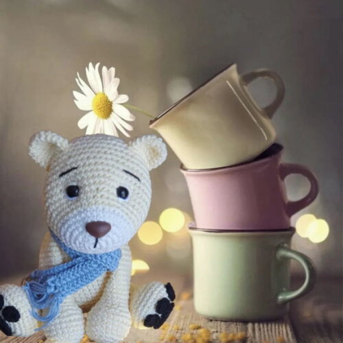 urso com cachecol amigurumi