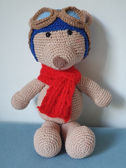 urso aviador amigurumi