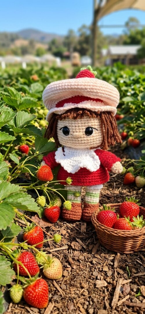 Boneca confeiteira em amigurumi