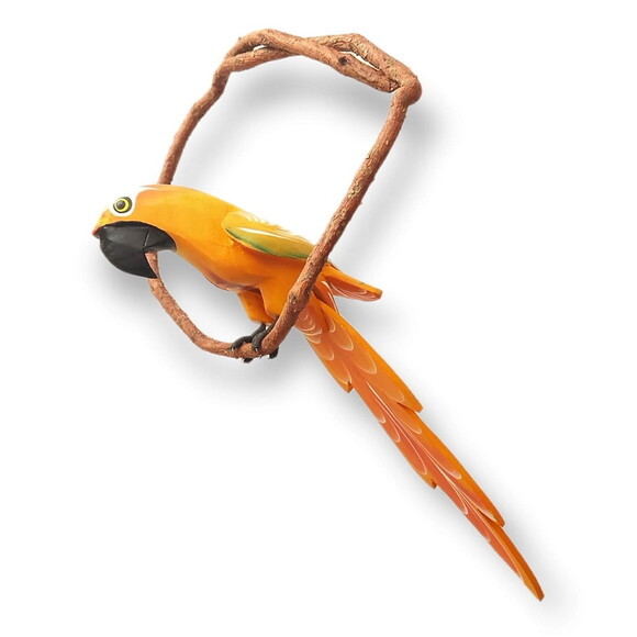 Arara de Galho m - Amarelo c/ Verde - Madeira Jardim Sitio