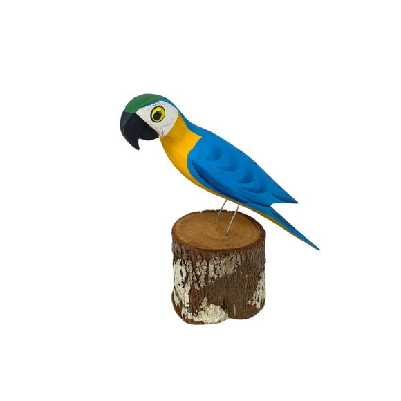 Arara no Toquinho - Azul c/ Amarelo - Madeira