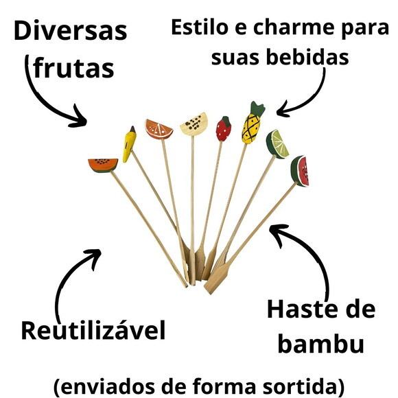 Mexedor de Drink Kit com 10 un Frutas Bebidas Cachaça Pinga