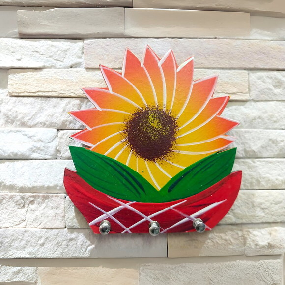 Porta Chaves Flor Vermelha - Organizador Porta Pano