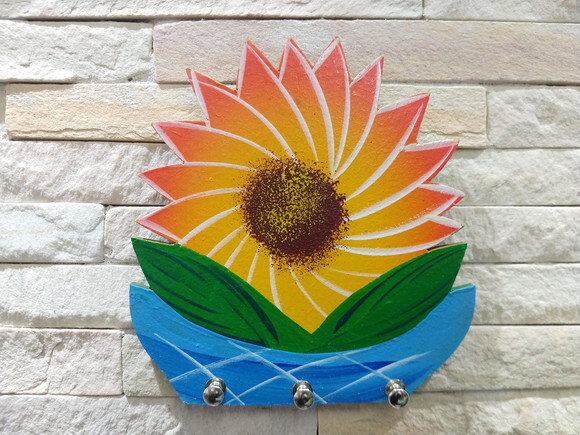 Porta Chaves Flor Azul - Organizador Porta Pano