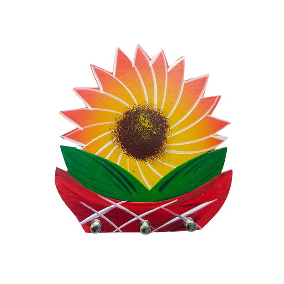 Porta Chaves Flor Vermelha - Organizador Porta Pano