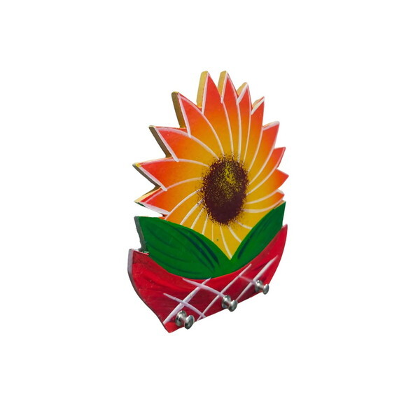 Porta Chaves Flor Vermelha - Organizador Porta Pano