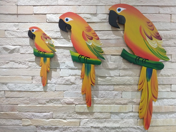 Trio de Arara G - Amarela - Madeira - Quadro Decorativo