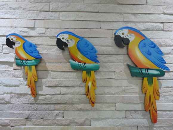 Trio de Arara G - Caninde - Madeira - Quadro Decorativo