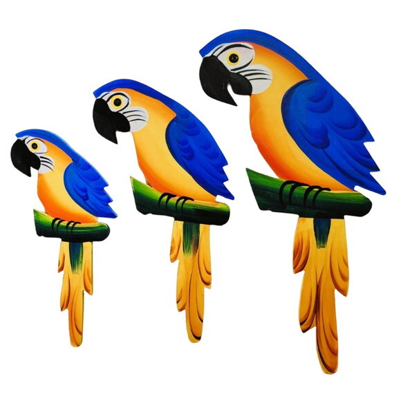 Trio de Arara G - Caninde - Madeira - Quadro Decorativo