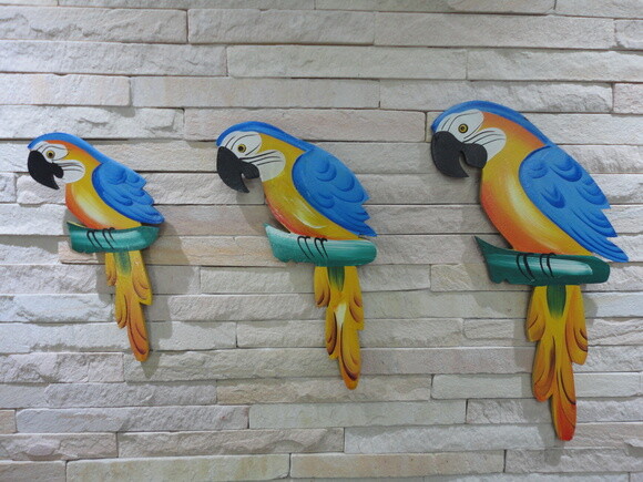 Trio de Arara G - Caninde - Madeira - Quadro Decorativo