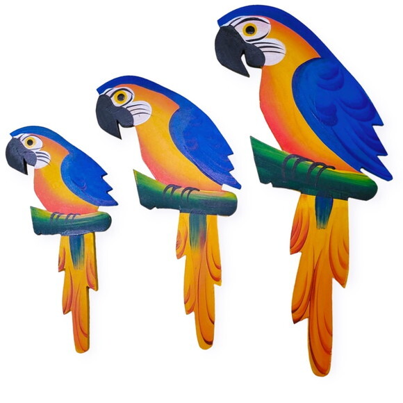 Trio de Arara M. - Canindé - Madeira - Quadro Decorativo