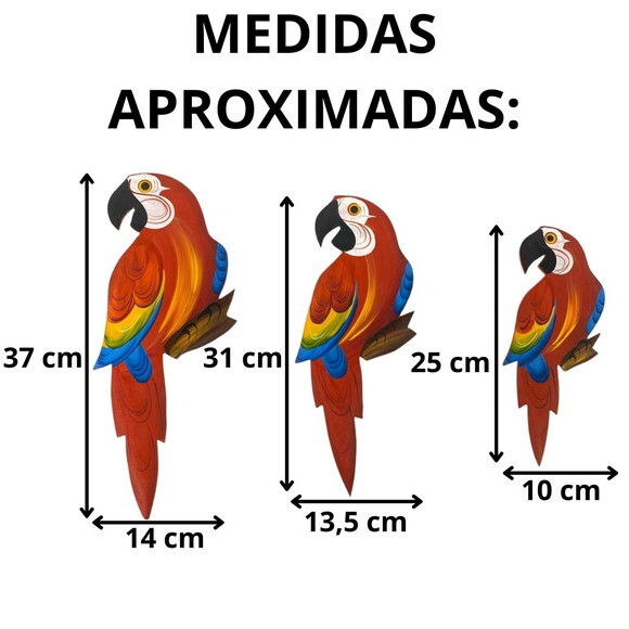 Trio de Arara P3 - Caninde - Madeira - Quadro Decorativo