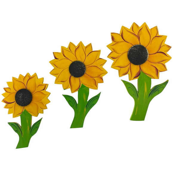 Trio de Flor Girassol G - Madeira