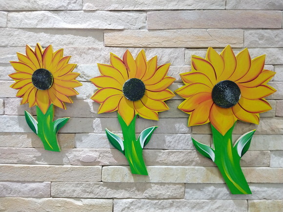 Trio de Flor Girassol G - Madeira