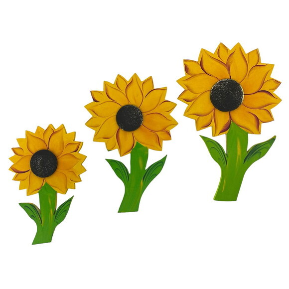 Trio de Flor Girassol m - Madeira