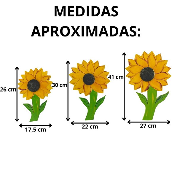 Trio de Flor Girassol G - Madeira