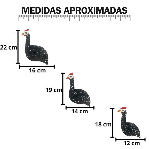 Trio de Galinha de Angola m Trio Decorativo Sacada Casa