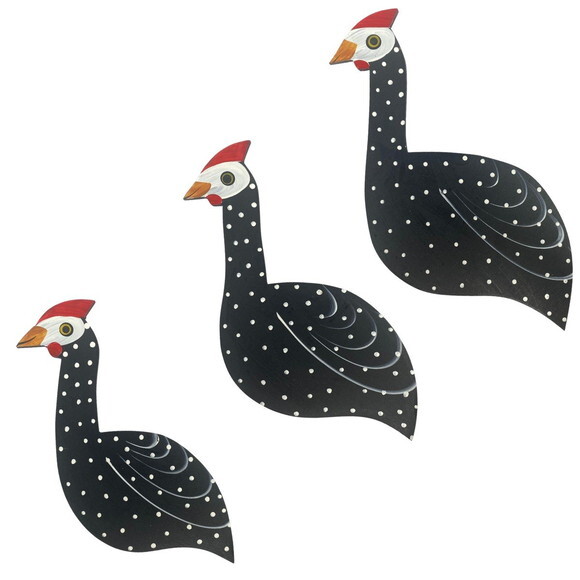 Trio de Galinha de Angola m Trio Decorativo Sacada Casa