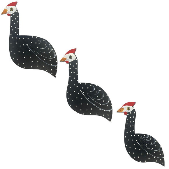 Trio de Galinha de Angola m Trio Decorativo Sacada Casa