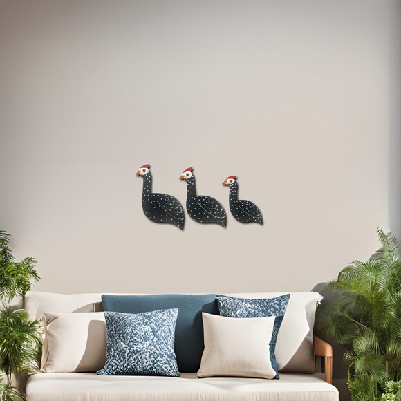 Trio de Galinha de Angola m Trio Decorativo Sacada Casa