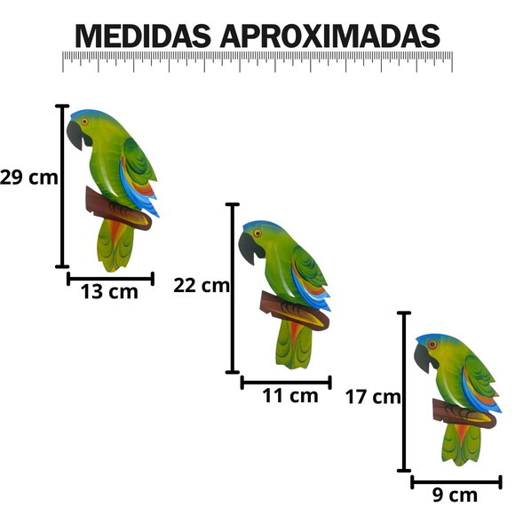 Trio de Papagaio m - Madeira