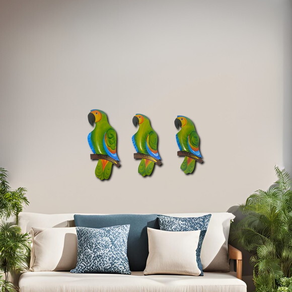 Trio de Papagaio Gg Decorativo de Parede para Casa Varanda