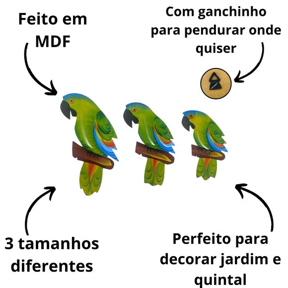 Trio de Papagaio m - Madeira
