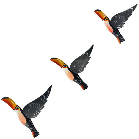 Trio de Tucano de Asa 3d Decoração de Casa Jardim Quintal