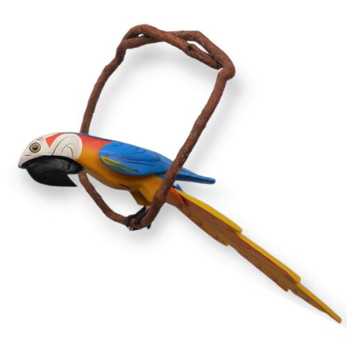 Arara de Galho m - Azul c/ Amarelo Madeira Sitio Casa Jardim
