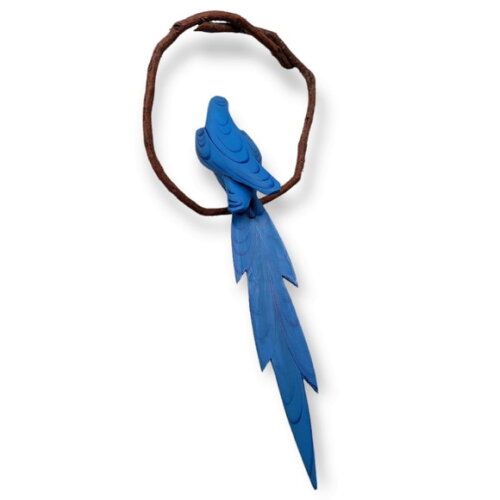 Arara de Galho m - Azul Madeira para Decorar Seu Jardim Casa