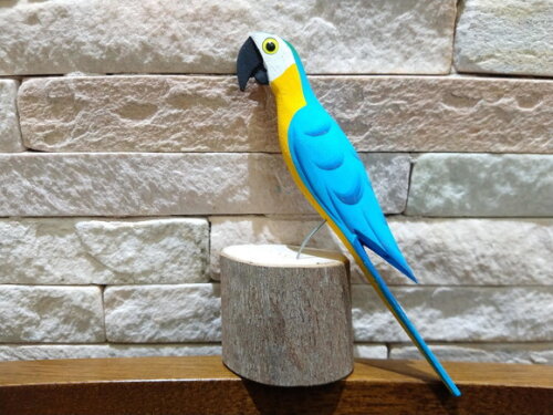 Arara no Toquinho - Azul c/ Amarelo - Madeira