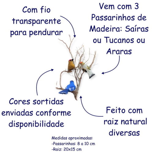 Passarinho na Raiz Passaro de Madeira Saira Casa Jardim