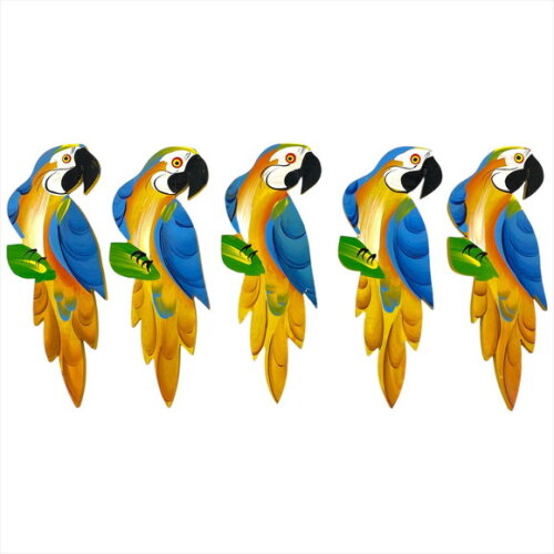 Quinteto de Arara Amarelo c/ Azul - Madeira