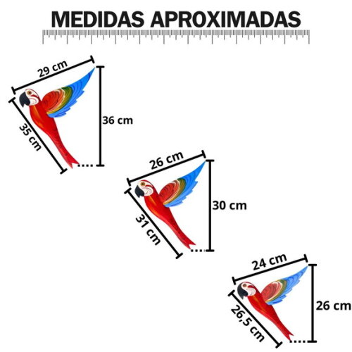 Trio de Arara c/ Asa 3d