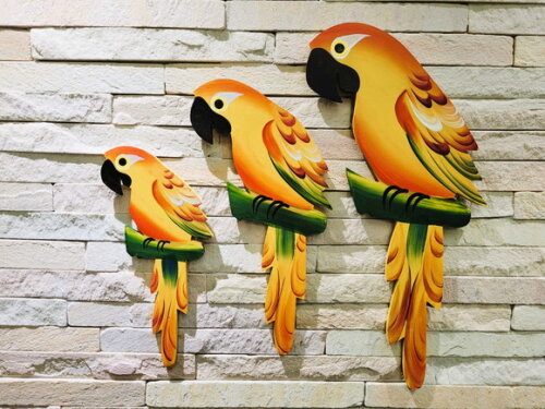 Trio de Arara G - Amarela - Madeira - Quadro Decorativo