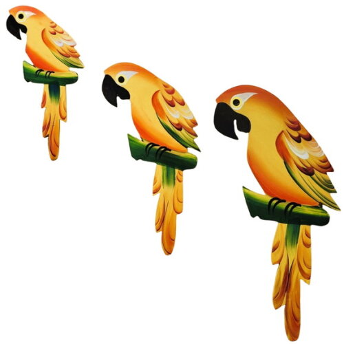 Trio de Arara M. - Amarela - Madeira - Quadro Decorativo