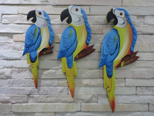 Trio de Arara P3 - Caninde - Madeira - Quadro Decorativo