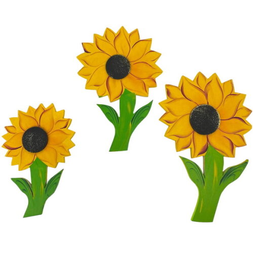Trio de Flor Girassol G - Madeira