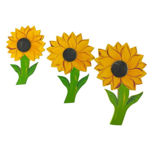 Trio de Flor Girassol m - Madeira
