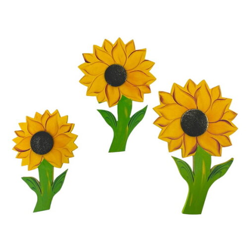 Trio de Flor Girassol m - Madeira