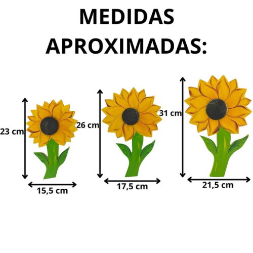 Trio de Flor Girassol m - Madeira