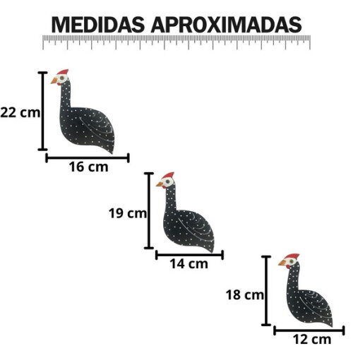 Trio de Galinha de Angola m Trio Decorativo Sacada Casa